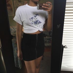 Black Suede Zip-up Skirt